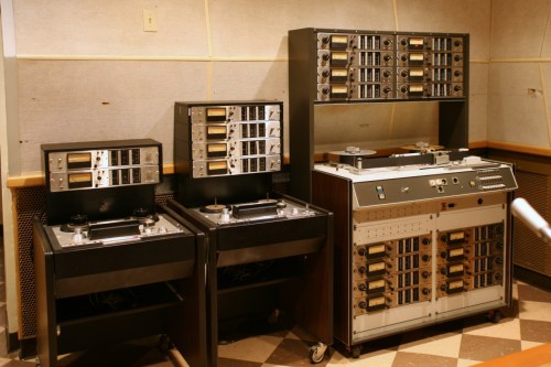 Vintage 2-track, 4-track, and 16-track tape recorders